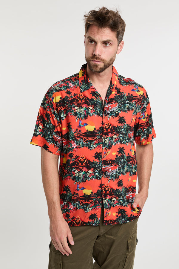 Mauna Kea Hawaiian Print Viscose Shirt Orange - 4