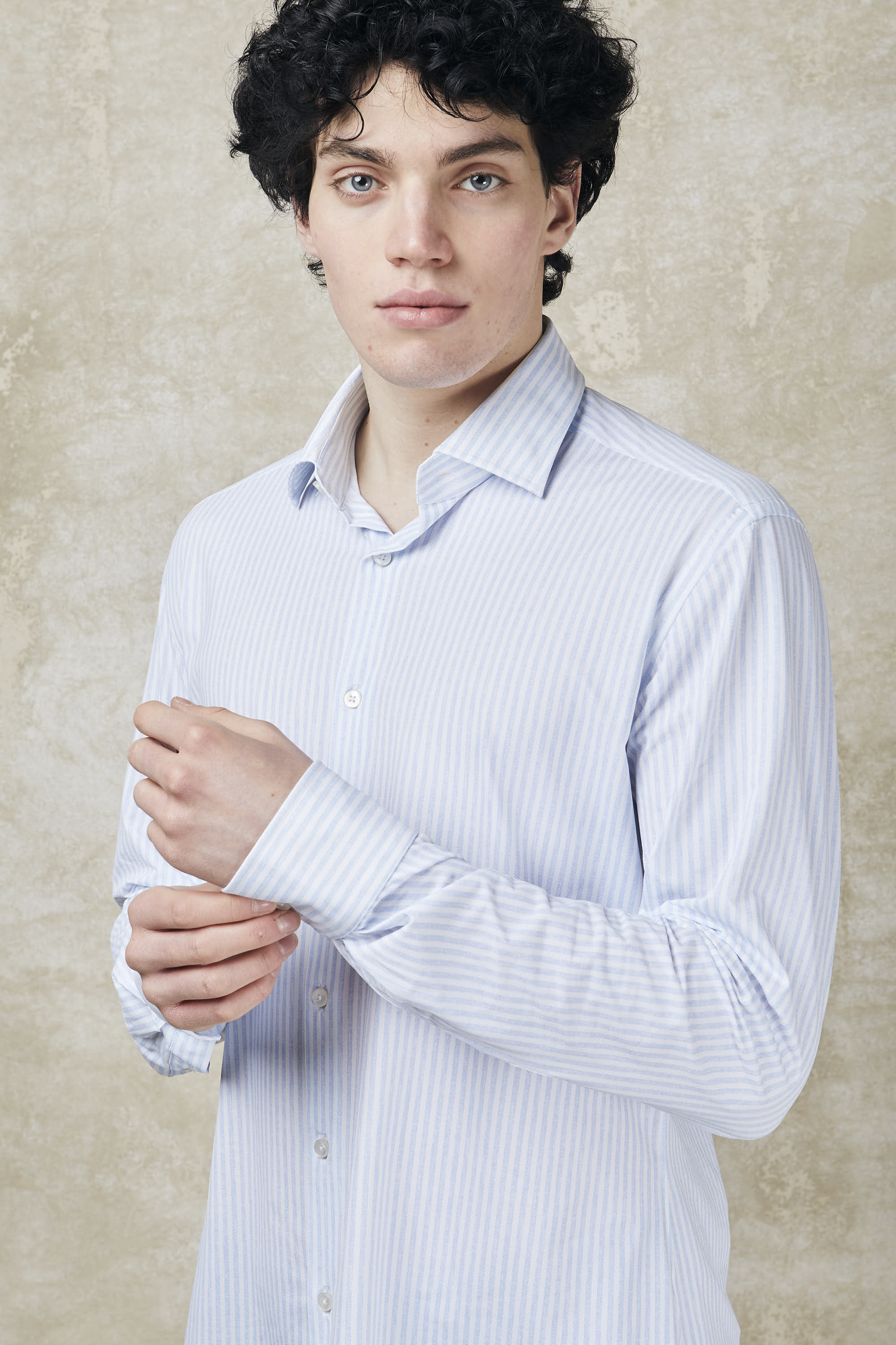 Striped actiwear shirt with spread collar-1