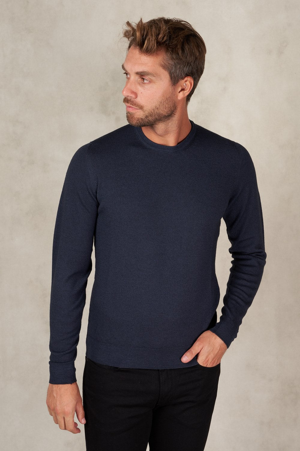 Merino wool crew neck sweater-1