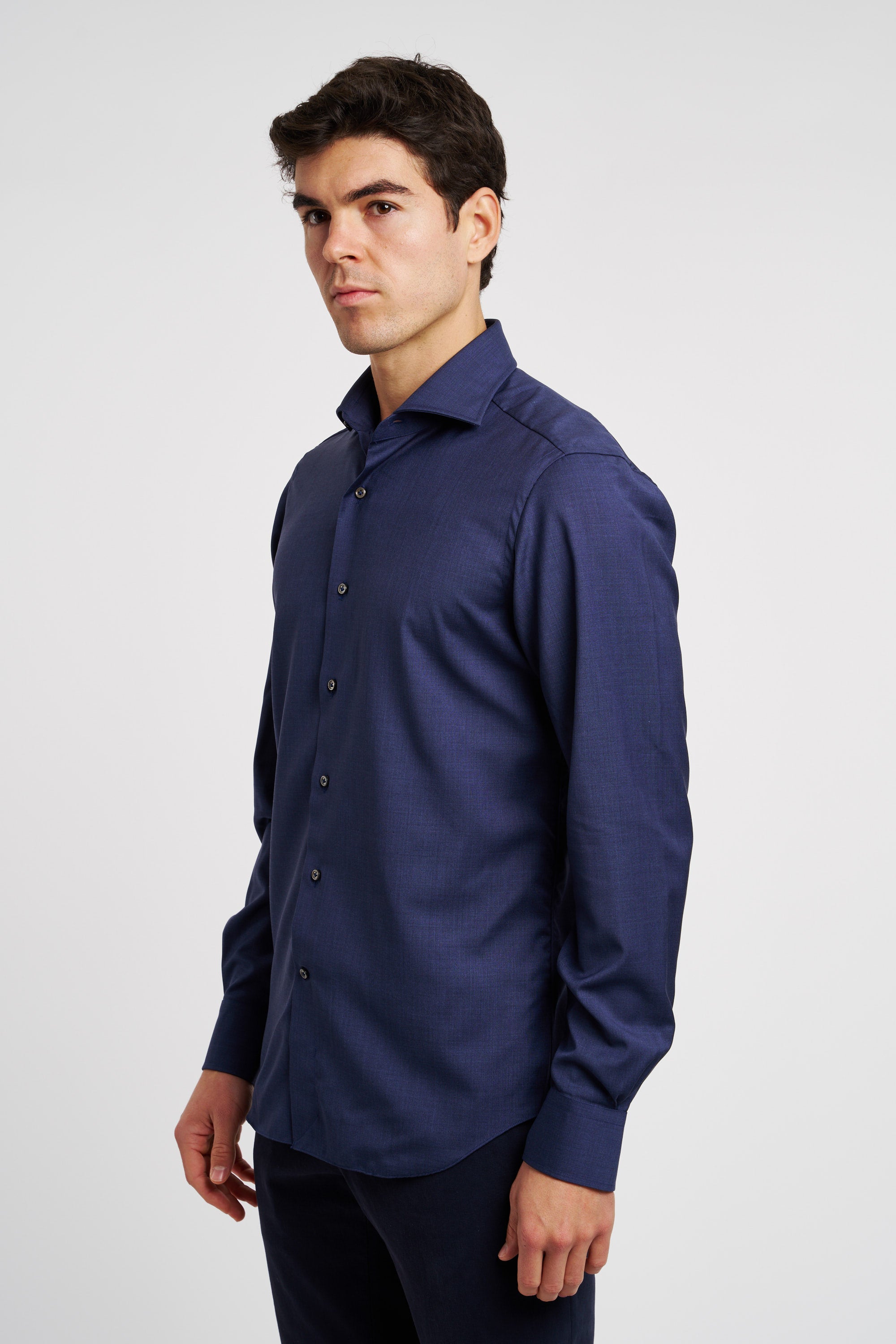 Alessandro Gherardi Hemd aus reiner Schurwolle in Blau-3