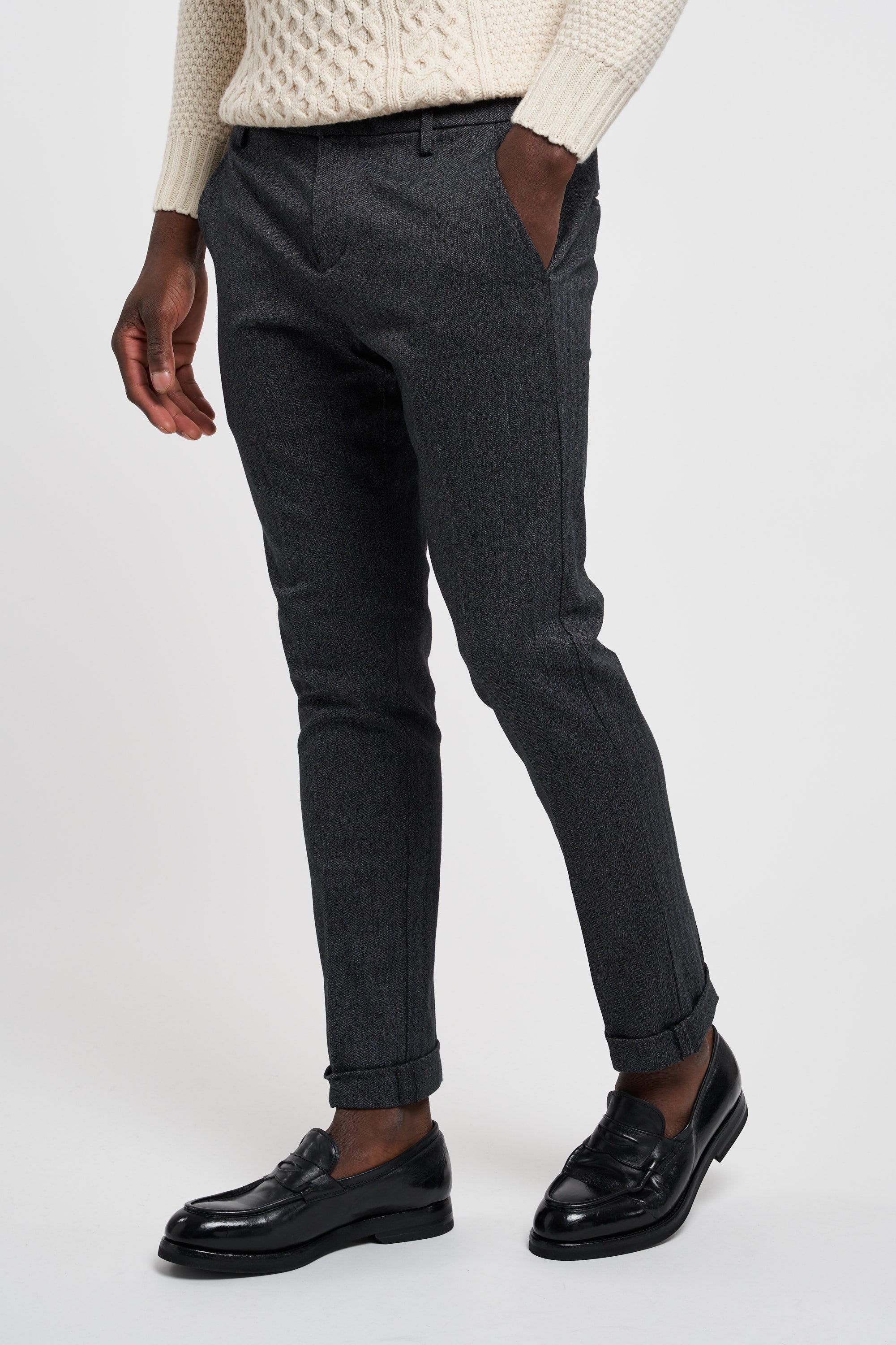 Dondup Gaubert Cotton/Elastane Trousers Grey-5