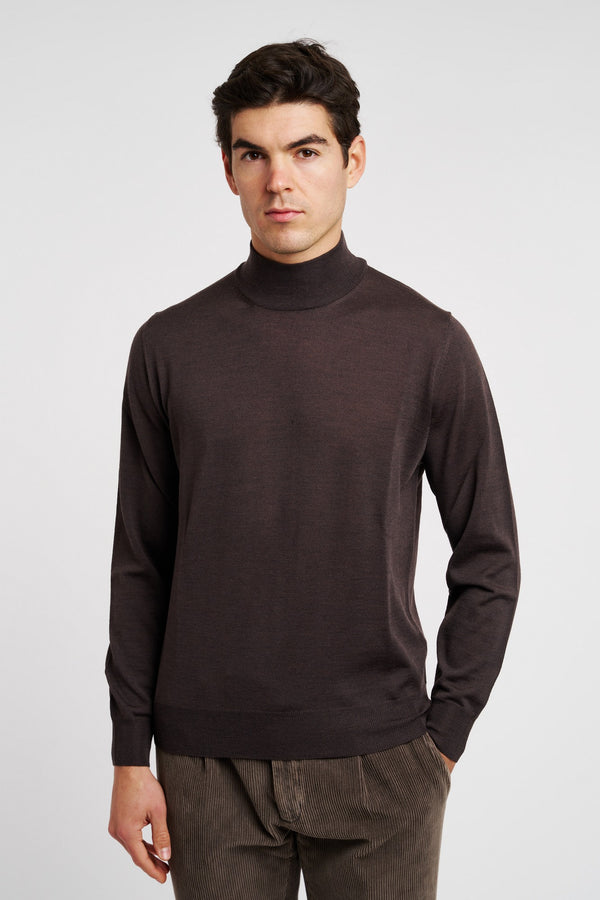 Canali Turtleneck in Brown Extra Fine Wool - 1