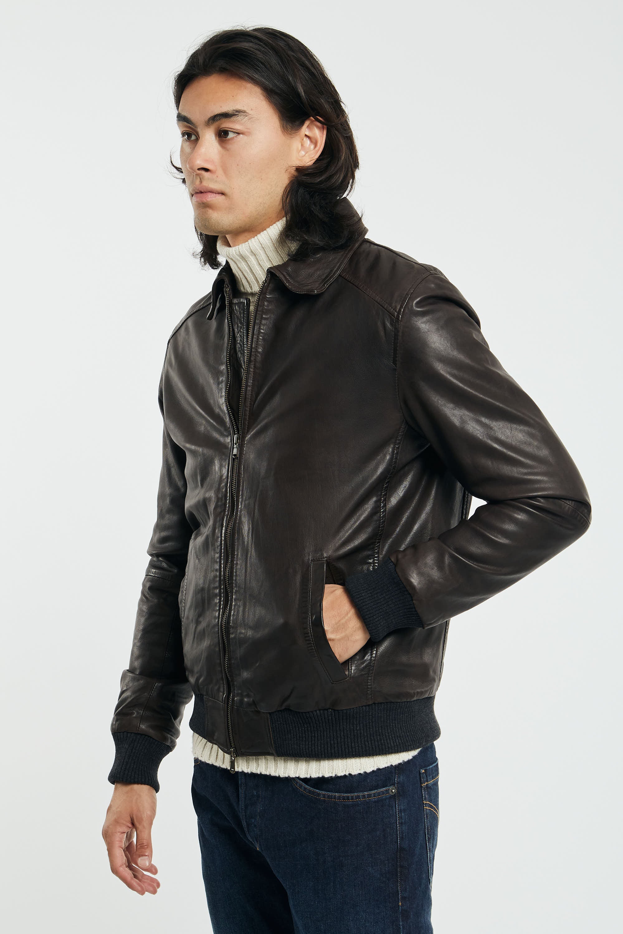 D'Amico Lamb Leather Jacket Brown - 5