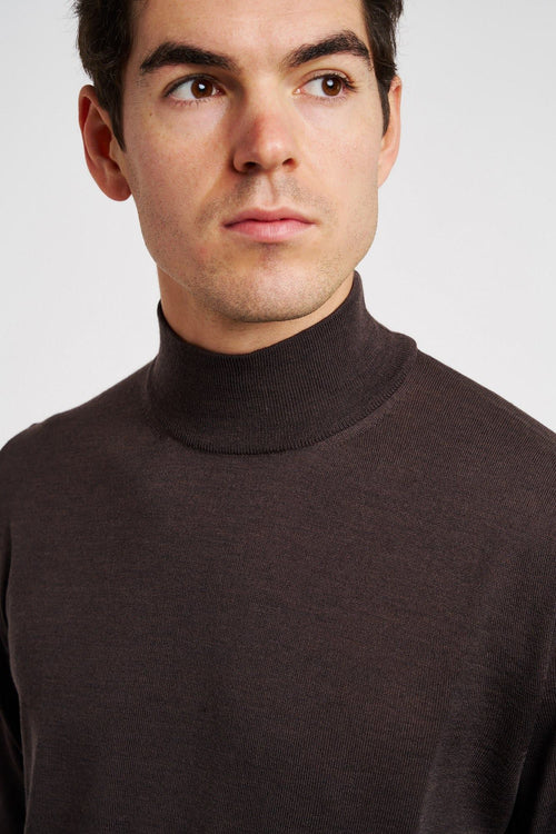 Canali Turtleneck in Brown Extra Fine Wool-2