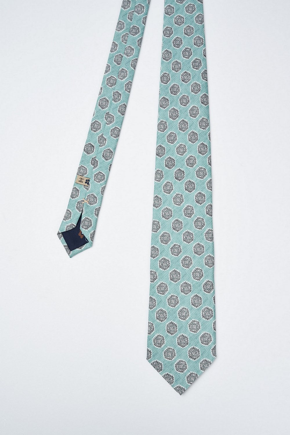 Handmade silk tie with vintage motif print-2