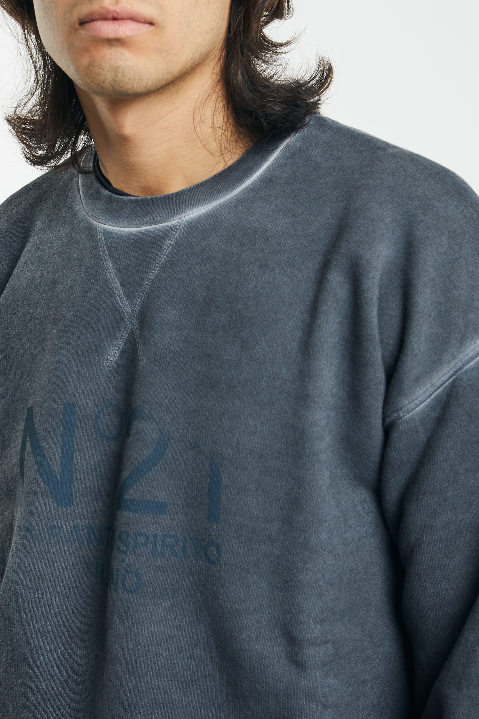 Faded effect sweatshirt with central logo - 1
