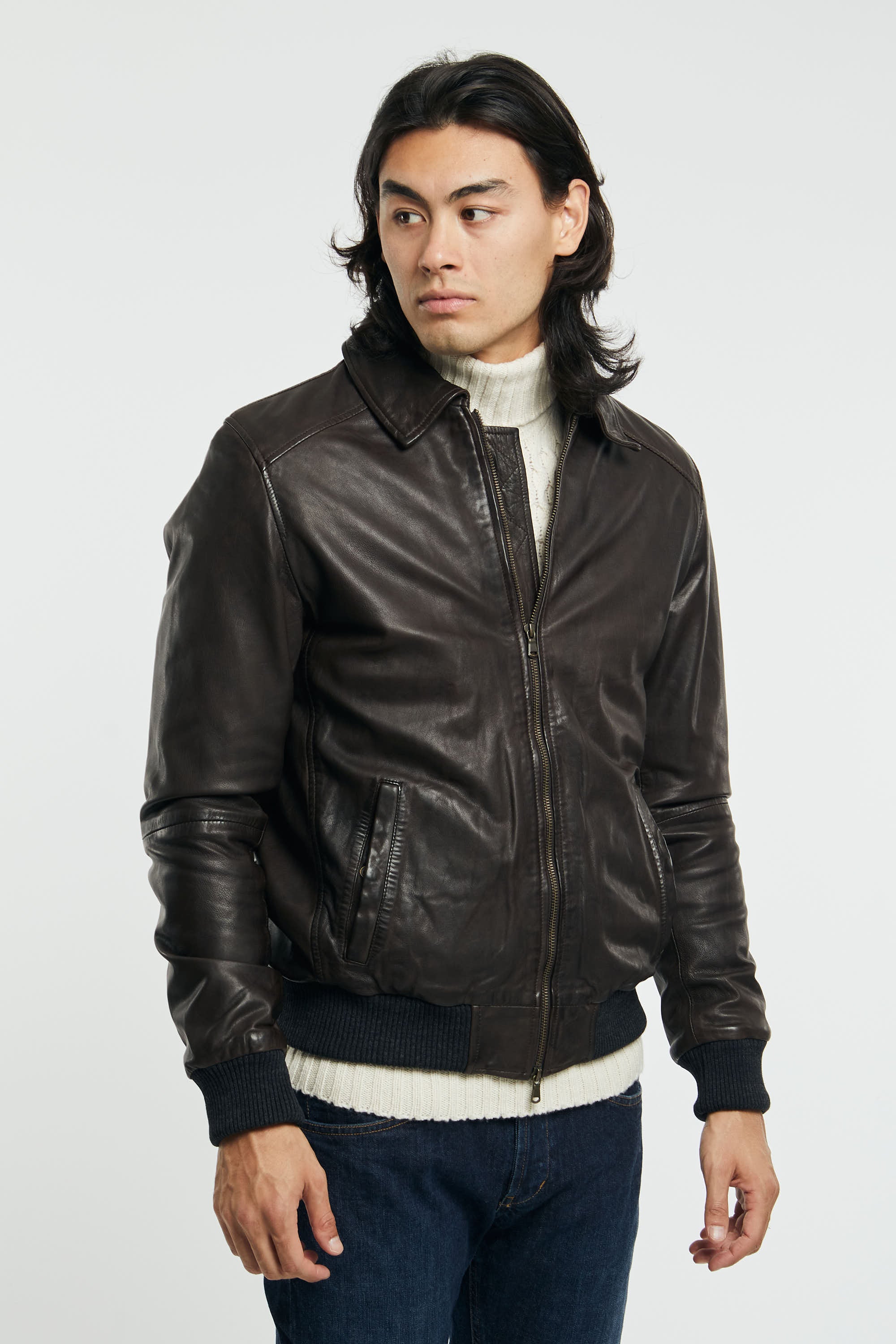D'Amico Lamb Leather Jacket Brown - 3