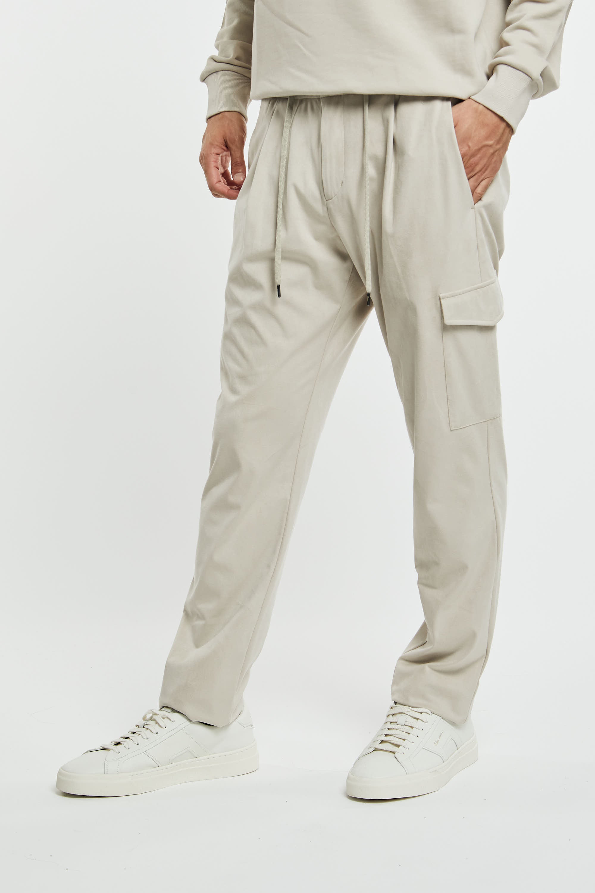 Herno Resort Trousers in Suede Microfiber Ice - 5