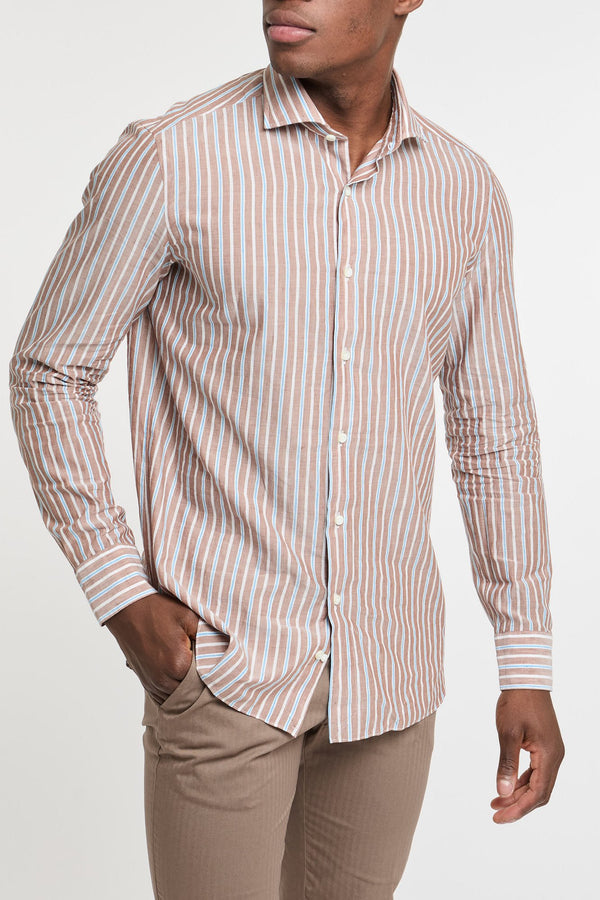 Truzzi Striped Brown Cotton Shirt - 6