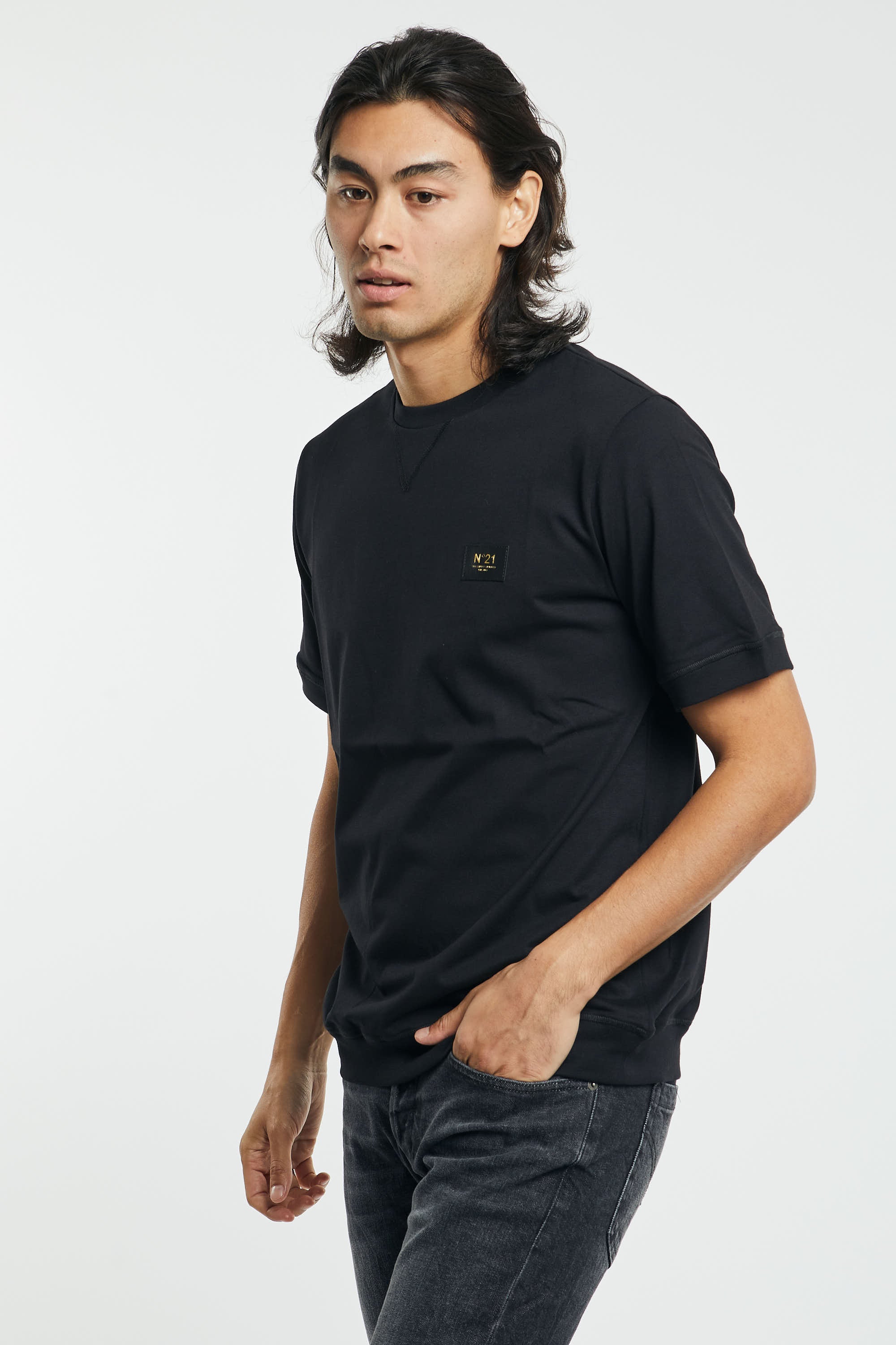 N°21 Cotton/Eco-leather T-Shirt Black - 3
