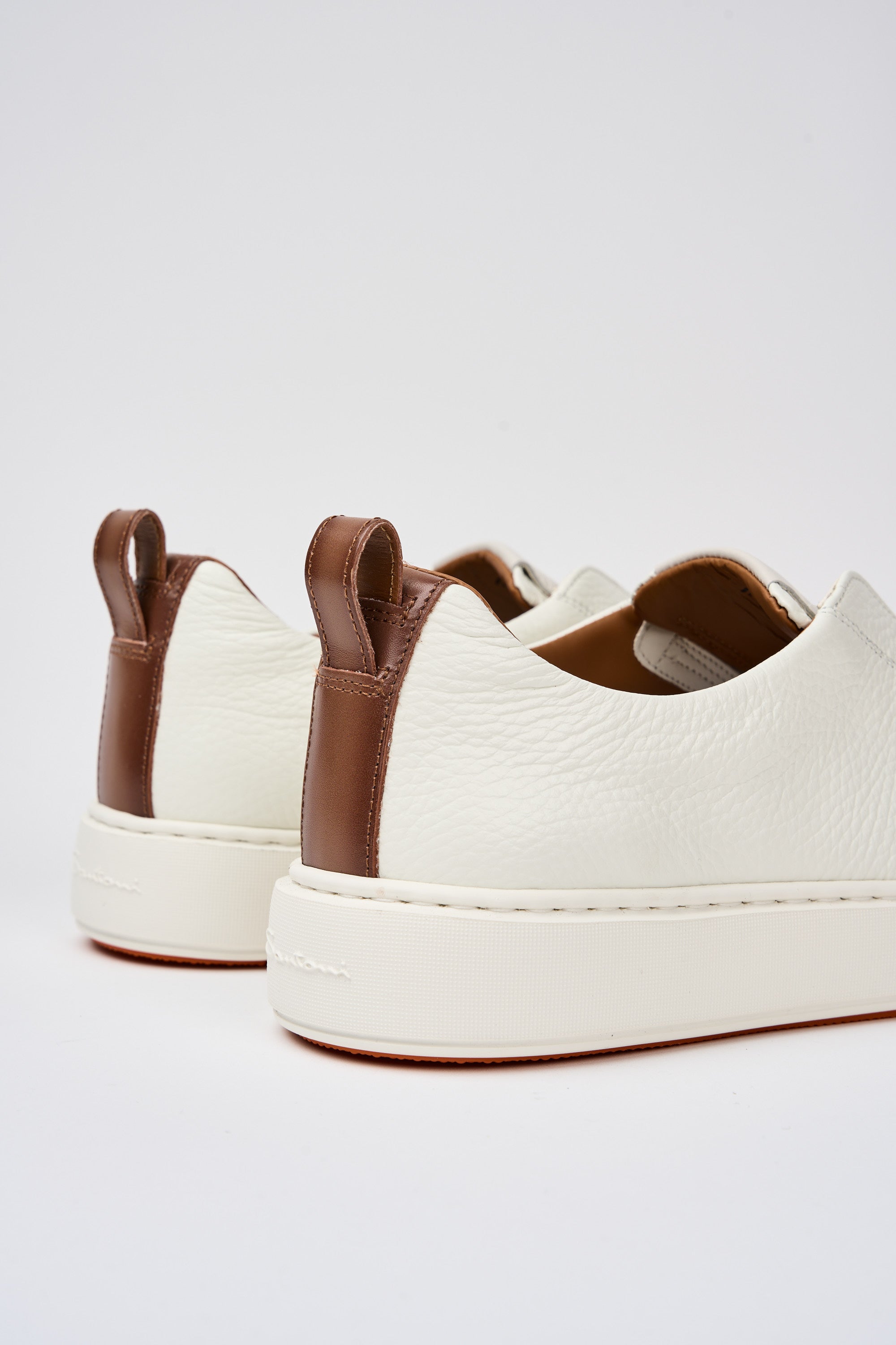 Santoni Slip On Leather Sneakers White-4