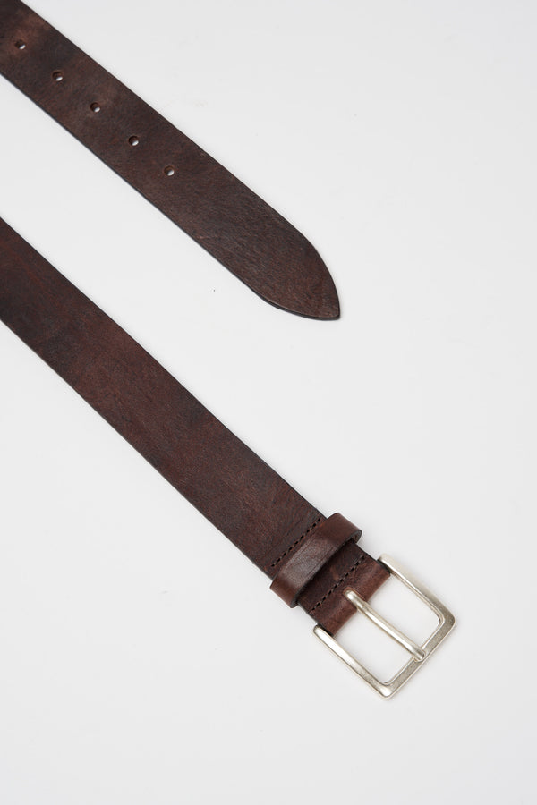 D'Amico Leather Belt Vintage Effect Dark Brown - 1