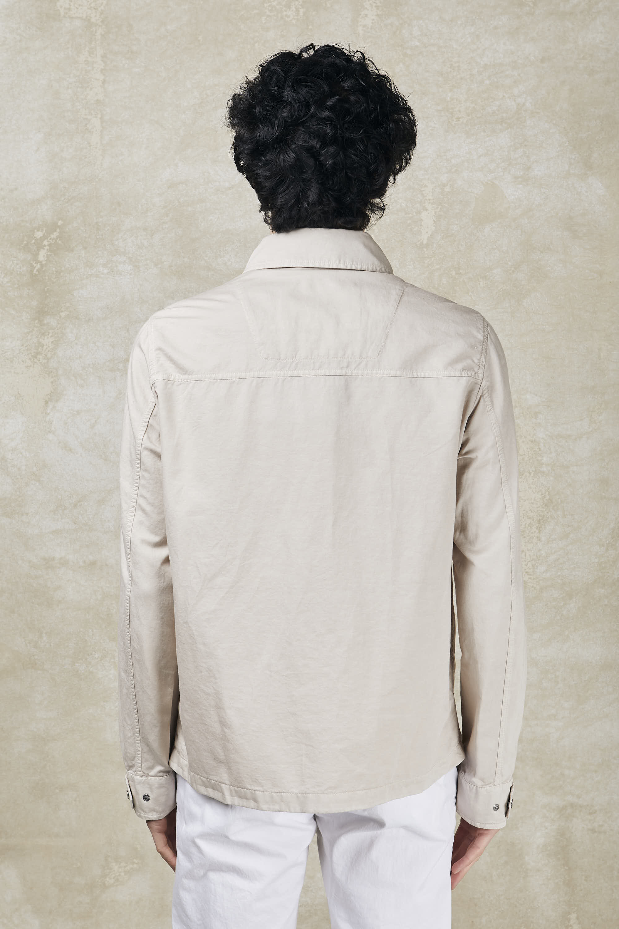 Garment-dyed cotton and linen shirt-6