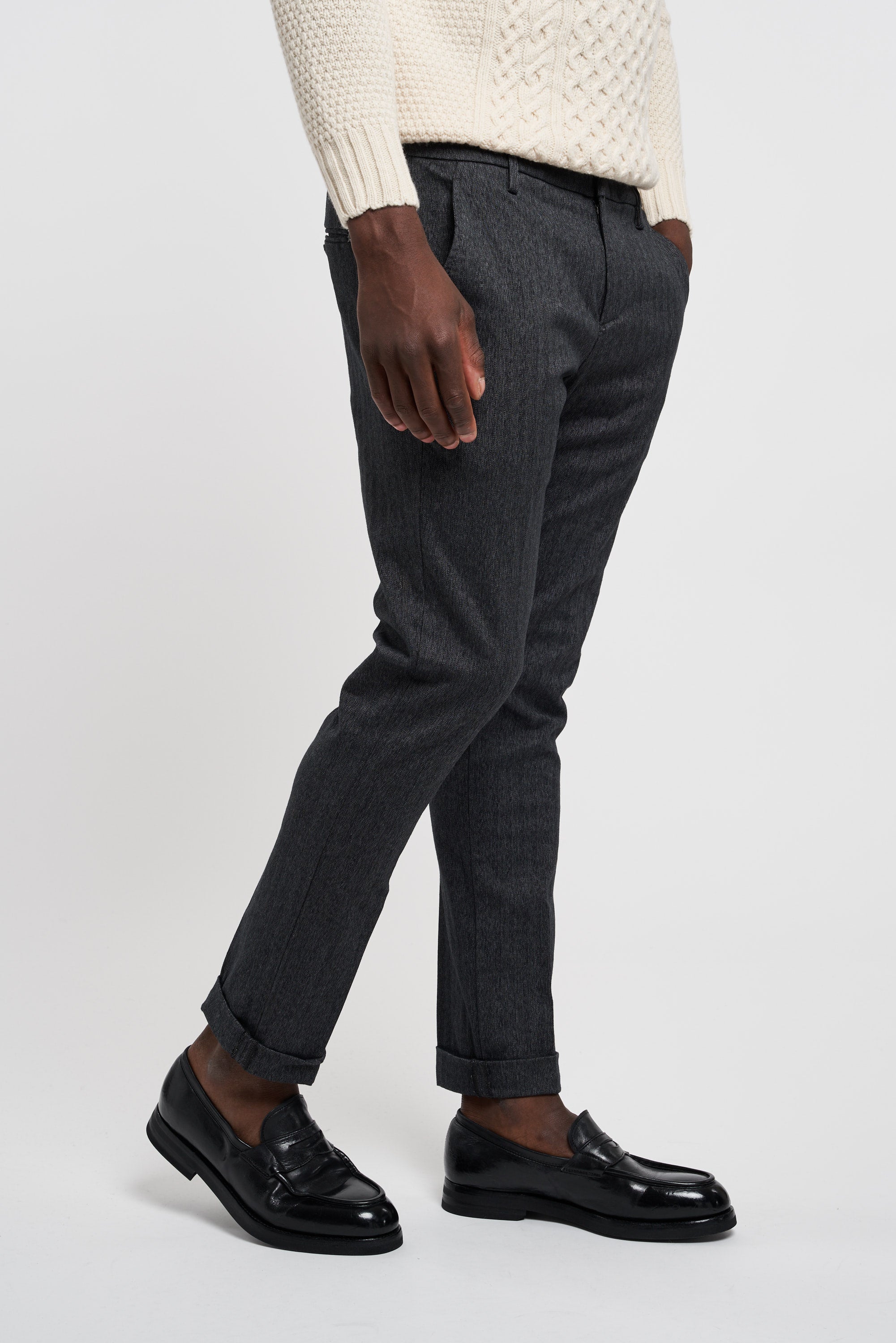 Dondup Gaubert Cotton/Elastane Trousers Grey-3