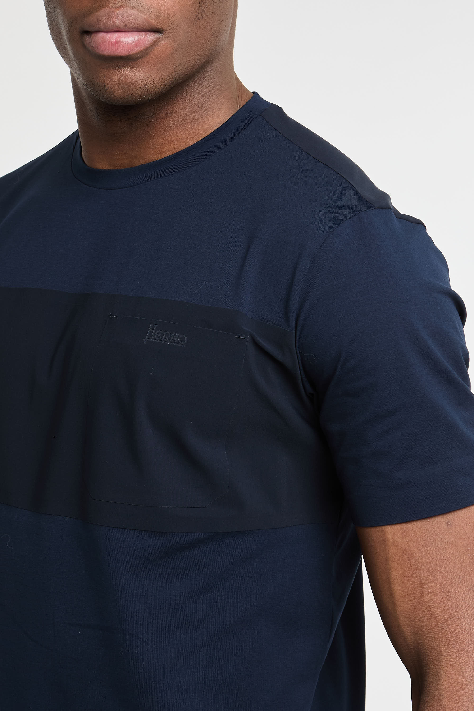Herno T-Shirt aus Superfeiner Baumwolle/Strech & Leichtem Scuba Blau-1