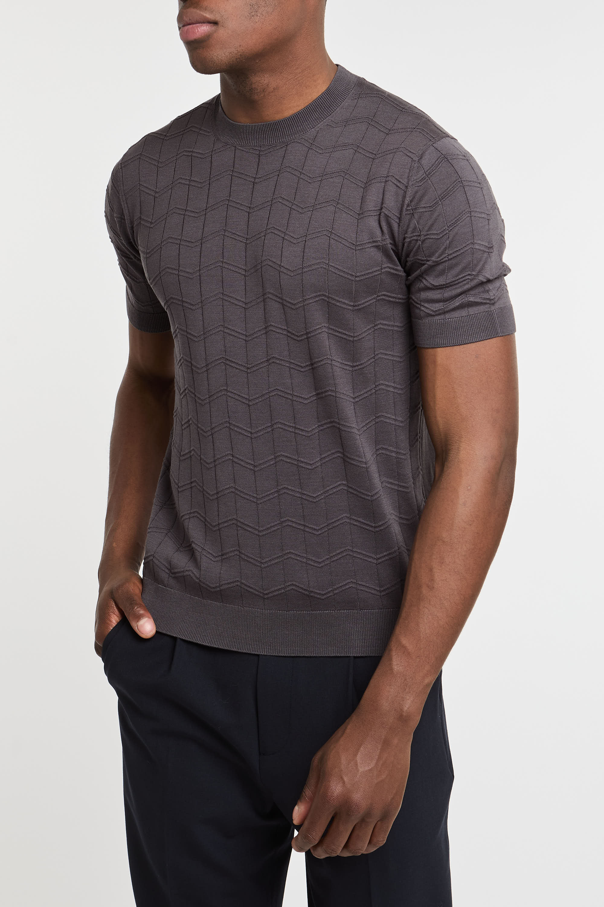Paolo Pecora Silk/Cotton T-Shirt in Grey-4