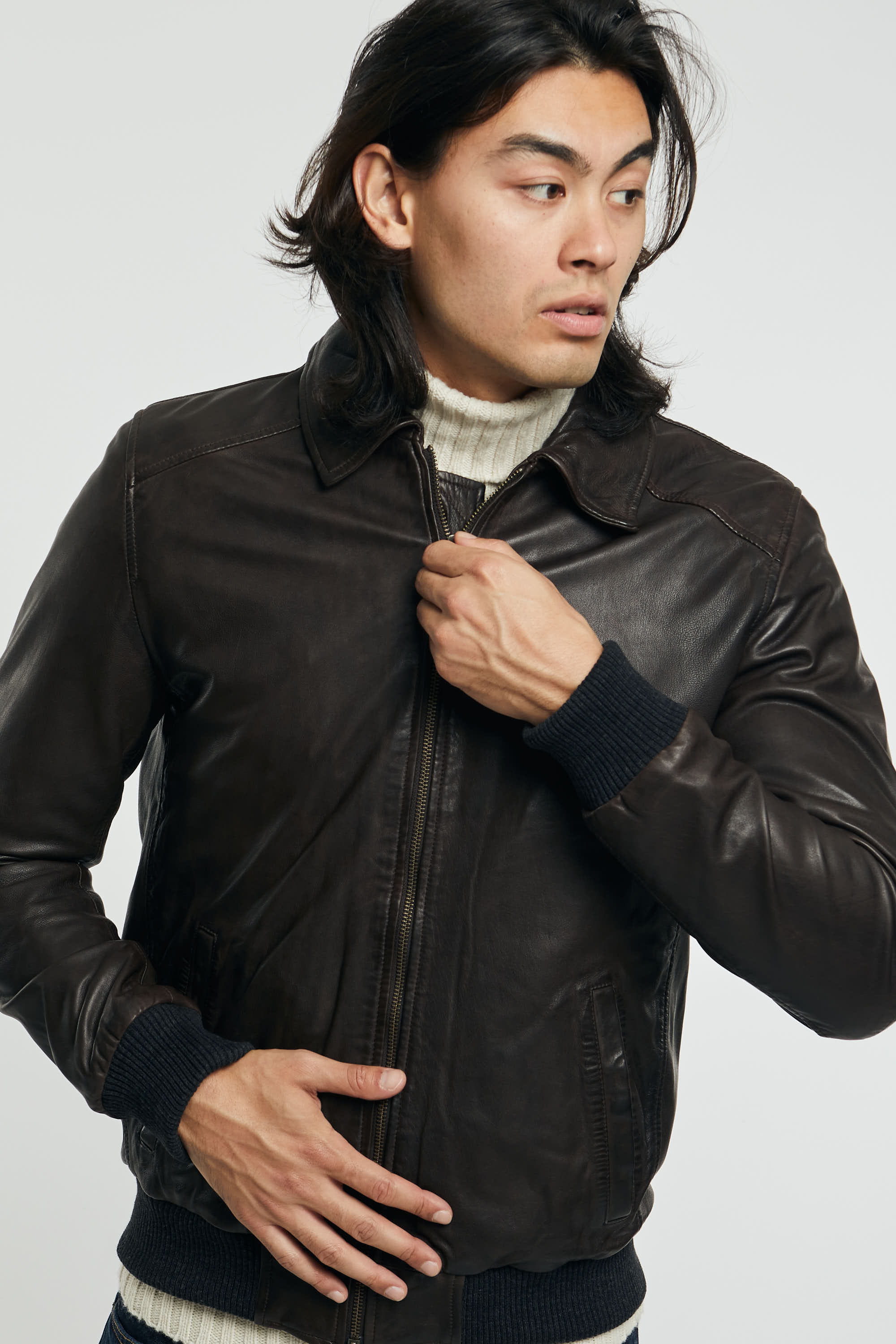 D'Amico Lamb Leather Jacket Brown-6