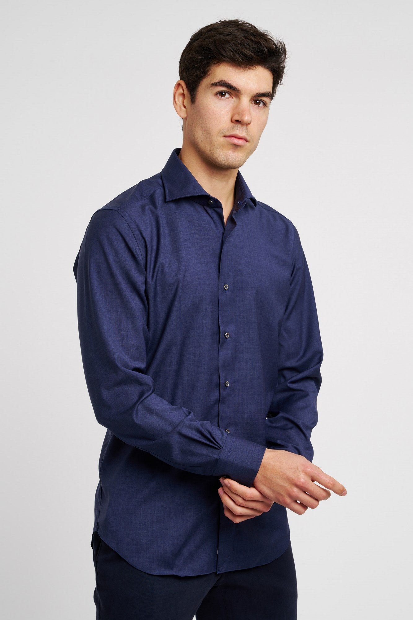 Alessandro Gherardi Hemd aus reiner Schurwolle in Blau-1