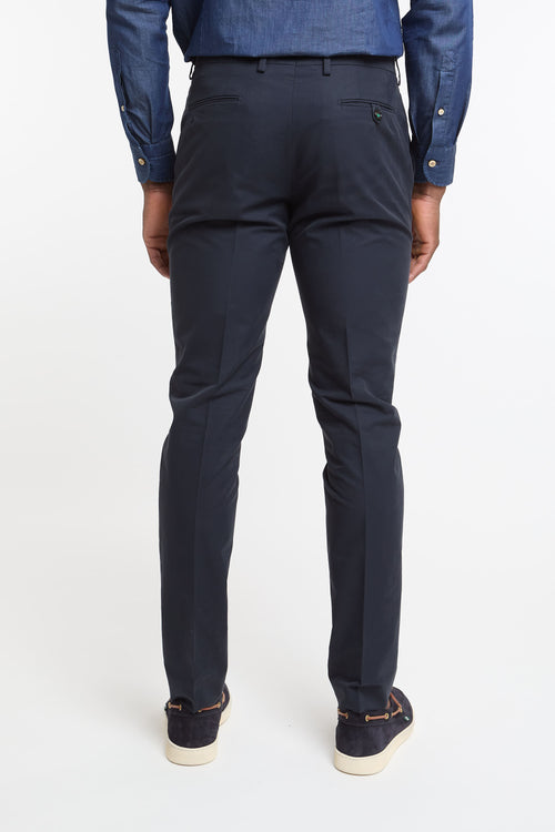 Berwich Pleated Cotton/Polyamide Blue Trousers-2