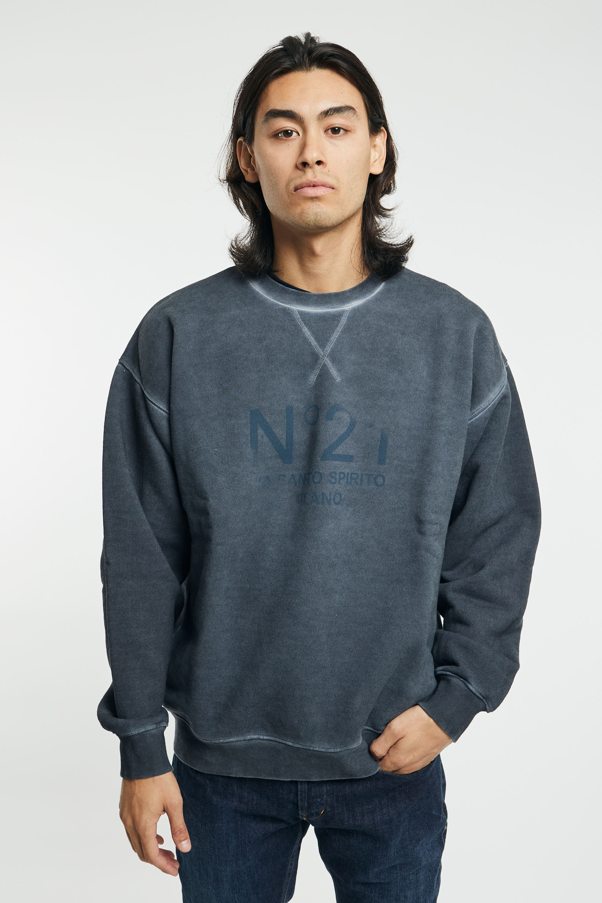 Faded effect sweatshirt with central logo - 6