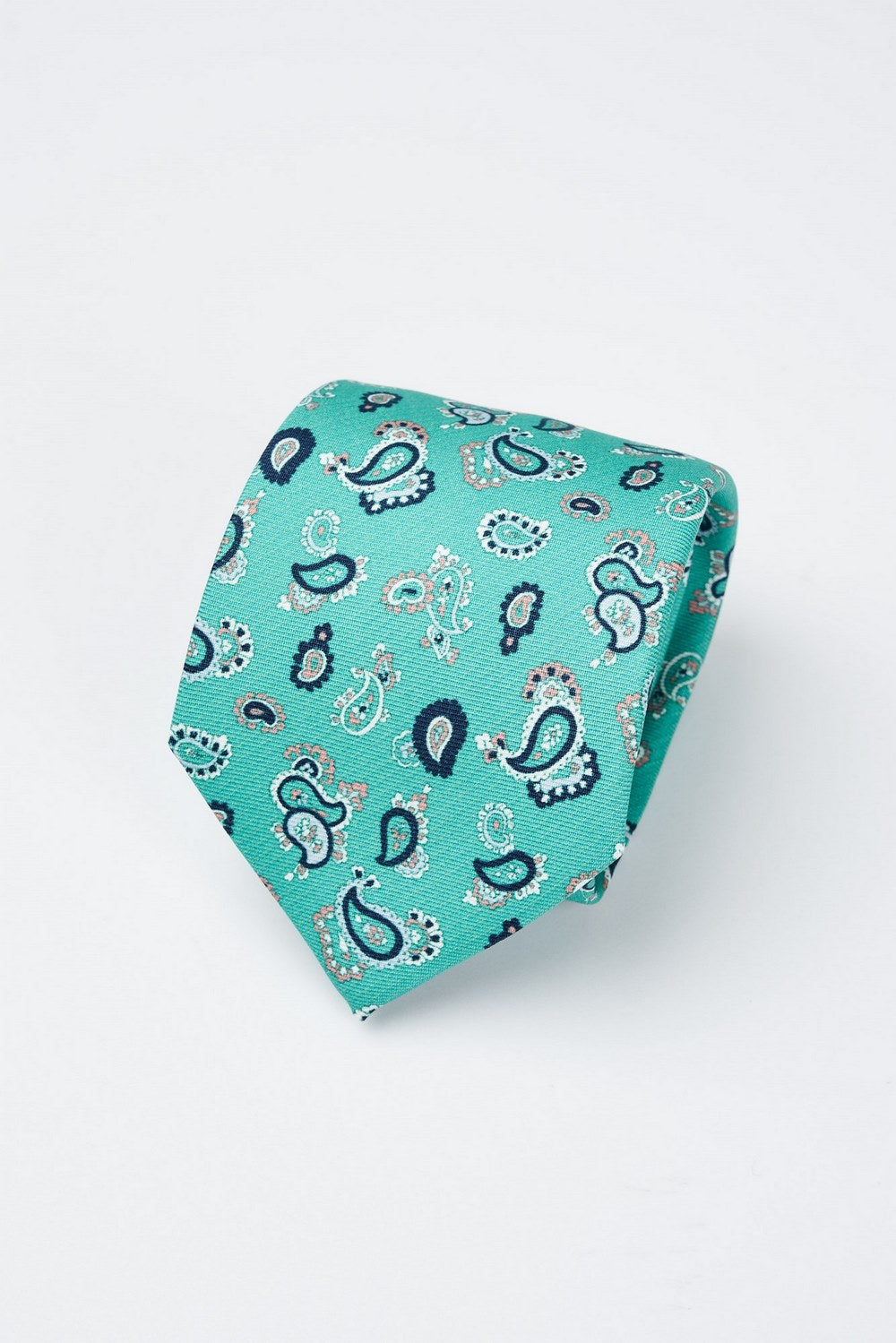 Cravatta in seta fatta a mano con stampa motivo paisley - 1