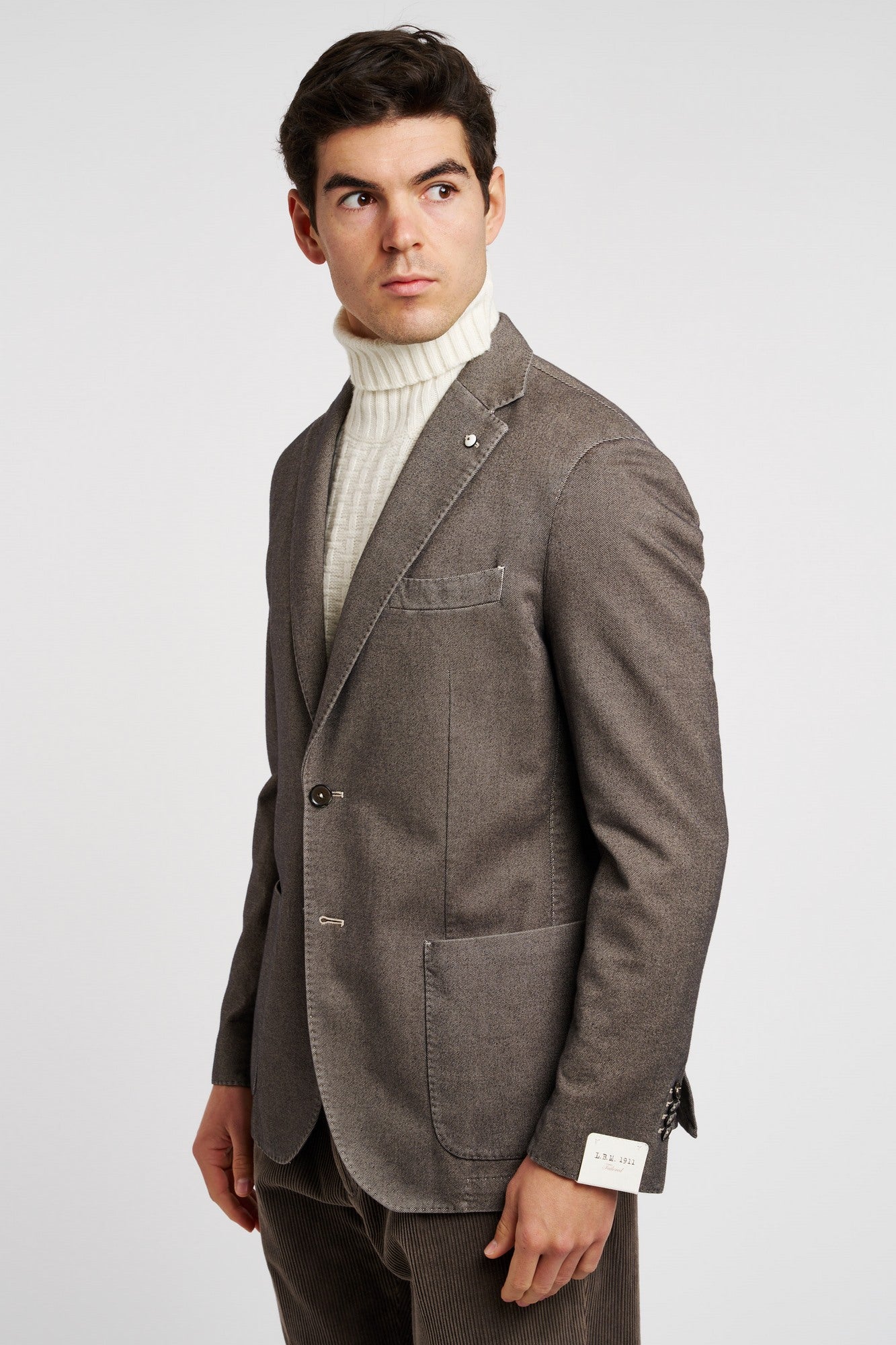 L.B.M. 1911 Single-breasted Cotton Jacket in Taupe-4