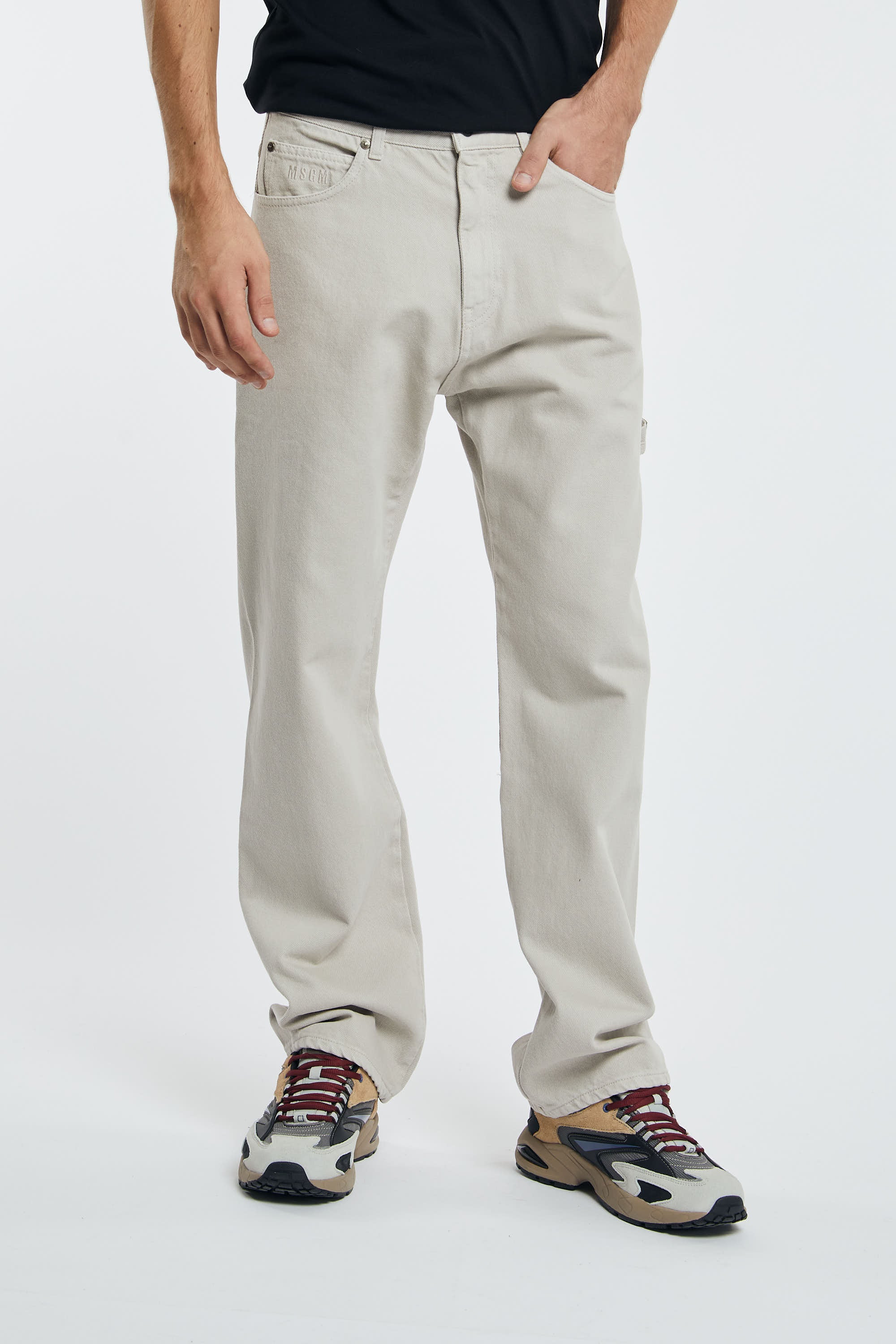 MSGM Beige Cotton Carpenter Trousers-3