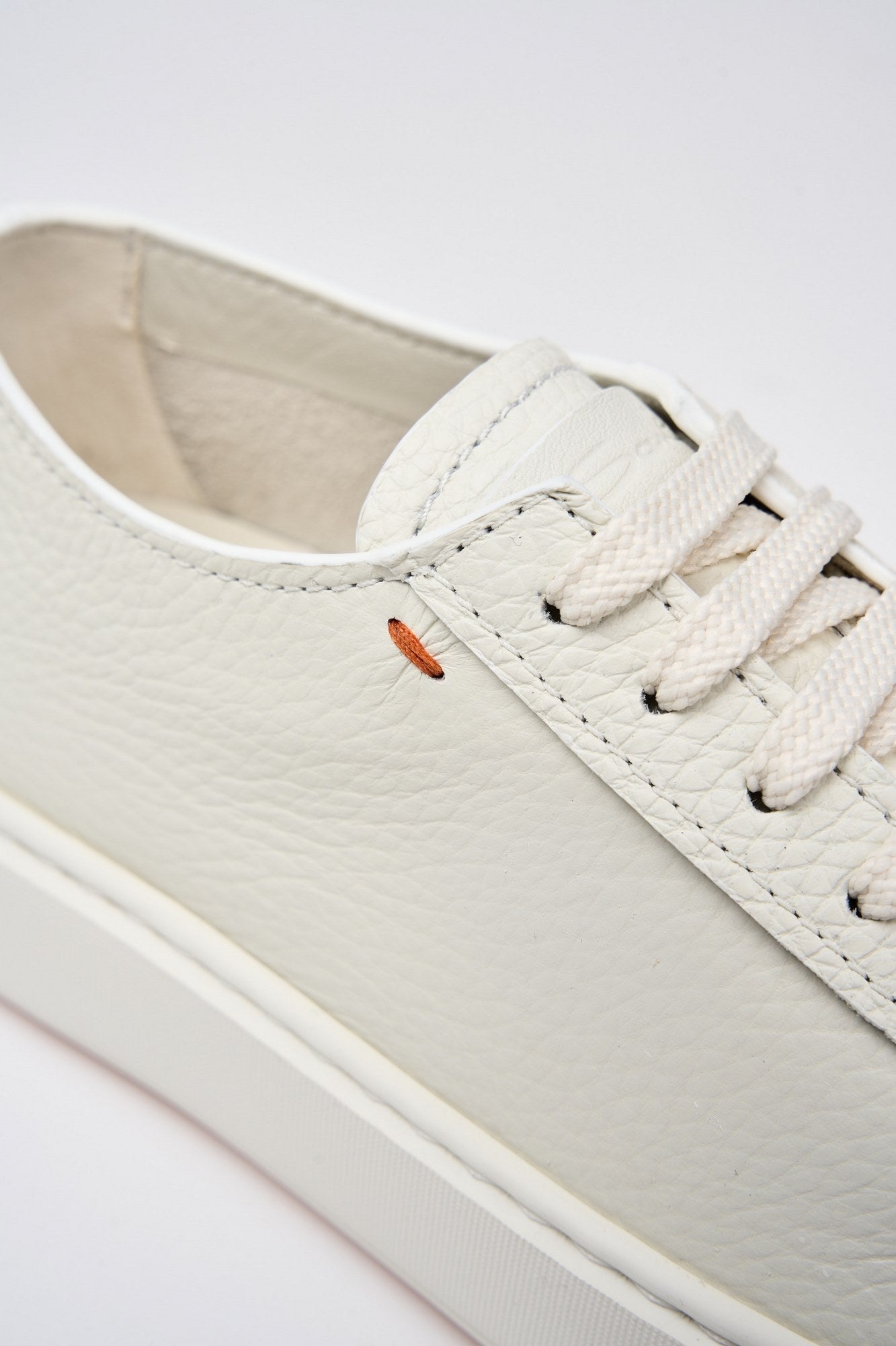 Santoni Leather Tumbled Sneakers White-4