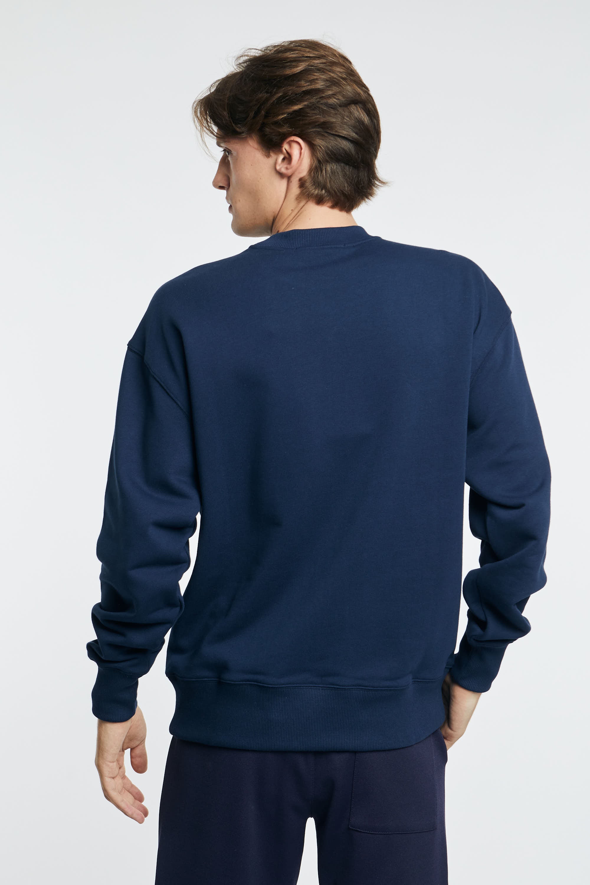 MSGM Round Neck Sweatshirt with Micro Logo Blue Cotton - 5