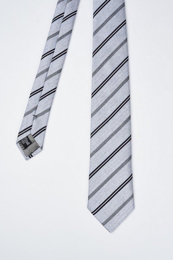 Striped pure jacquard silk tie - 2