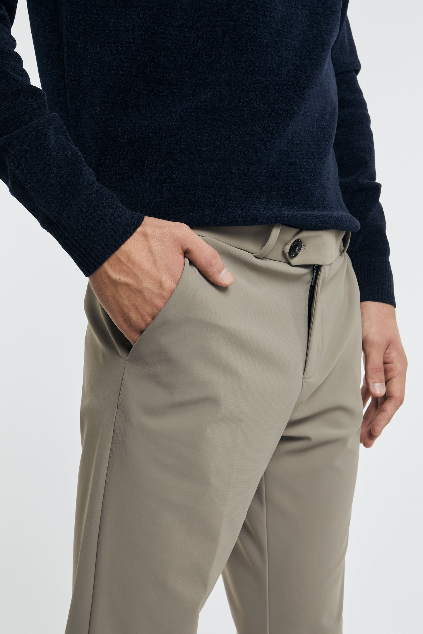 RRD Pantalone Chino in Poliammide/Elastan Grigio con Dettagli Tortora - 4