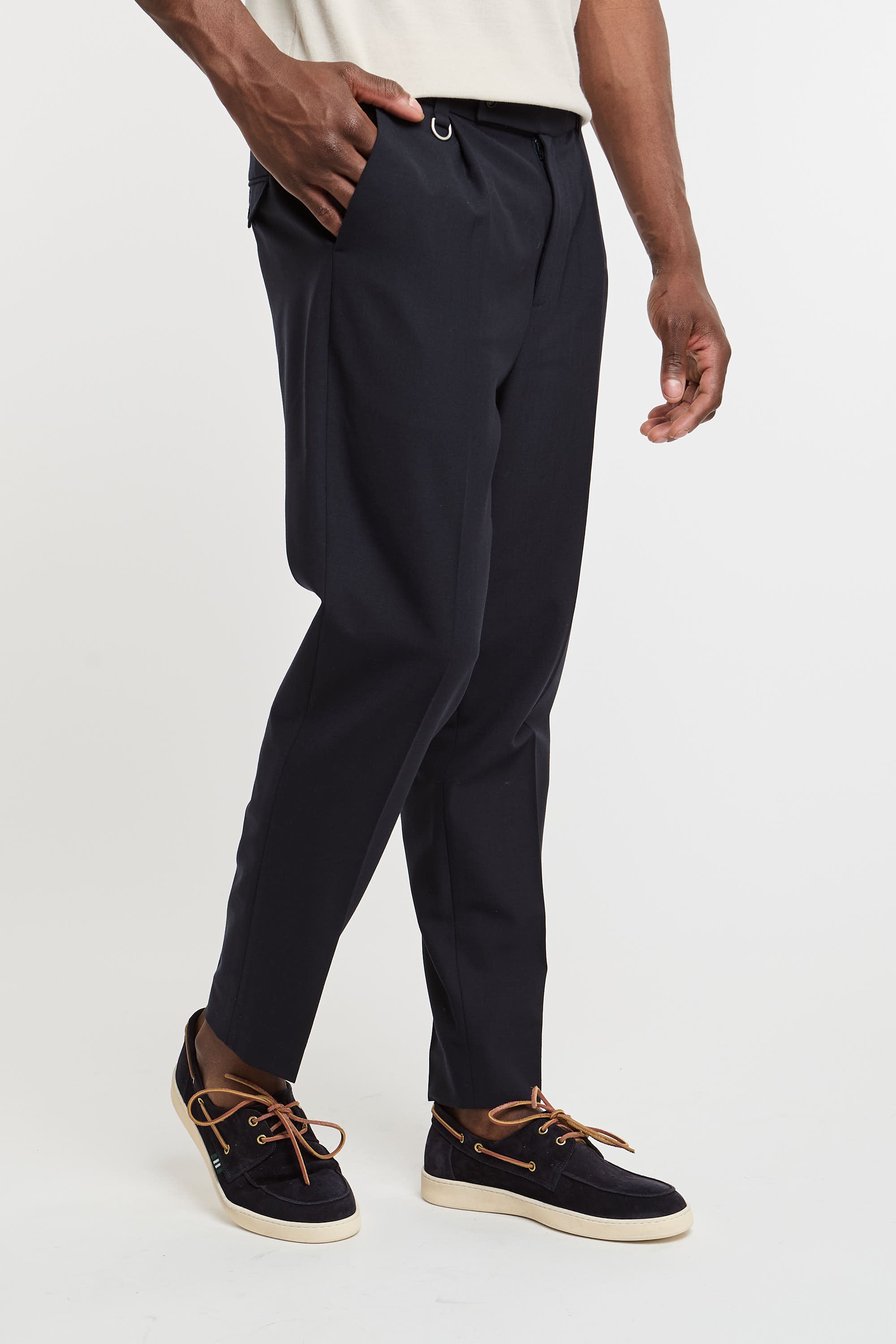 Paolo Pecora Wool/Polyester/Elastane Blue Trousers-3