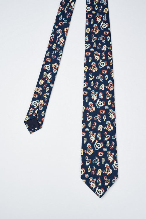 Handmade silk tie with paisley print-2