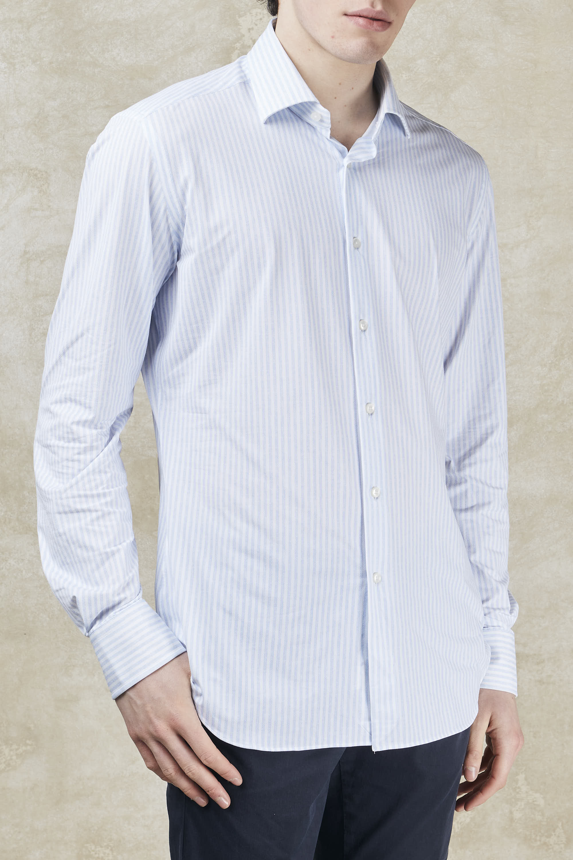 Striped actiwear shirt with spread collar-4