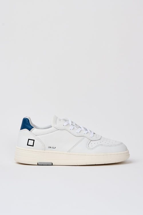 D.A.T.E. Leather Court Sneaker in White/Blue
