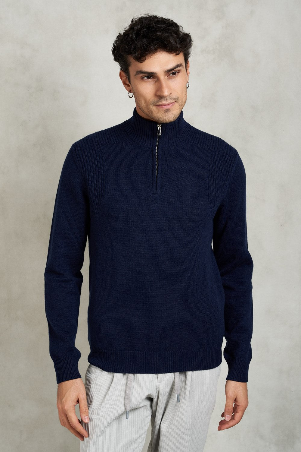 Zipped sweater in pure cashmere-2