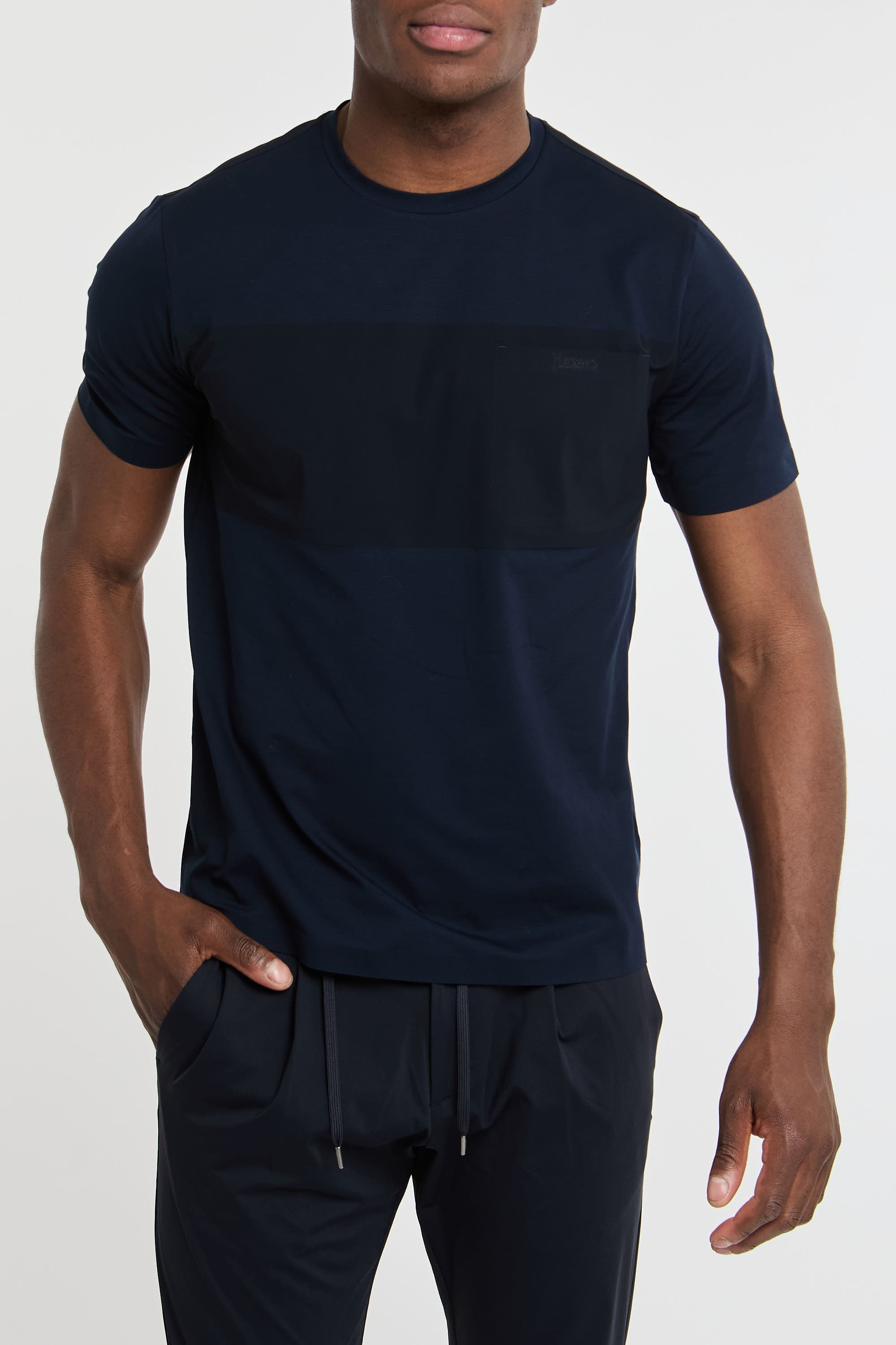 Herno T-Shirt aus Superfeiner Baumwolle/Strech & Leichtem Scuba Blau-5