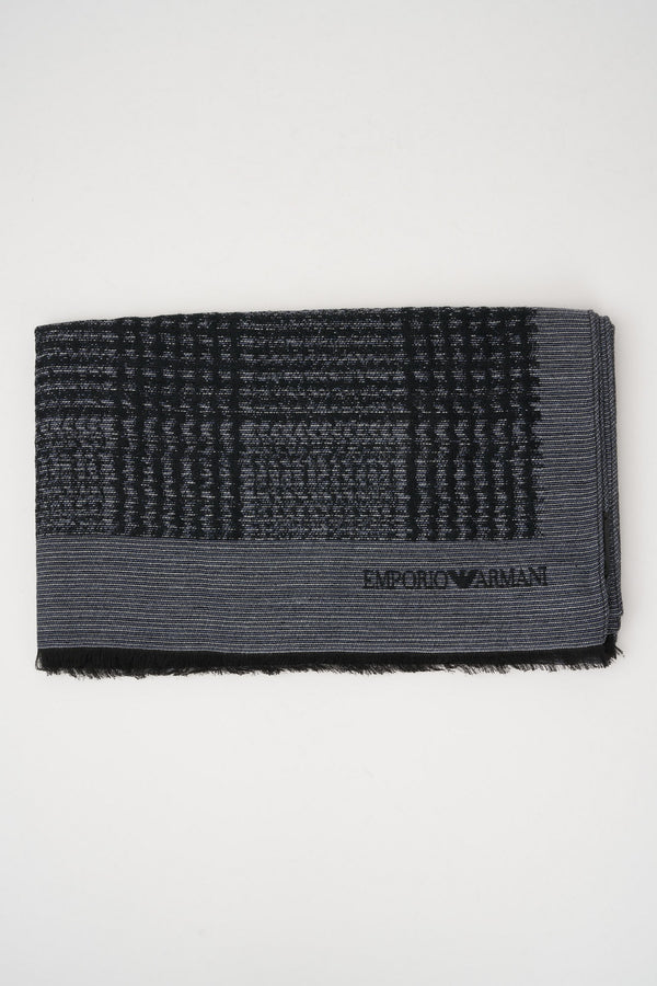 Emporio Armani Modal/Mohair Blend Scarf with Jacquard Pattern Black - 2