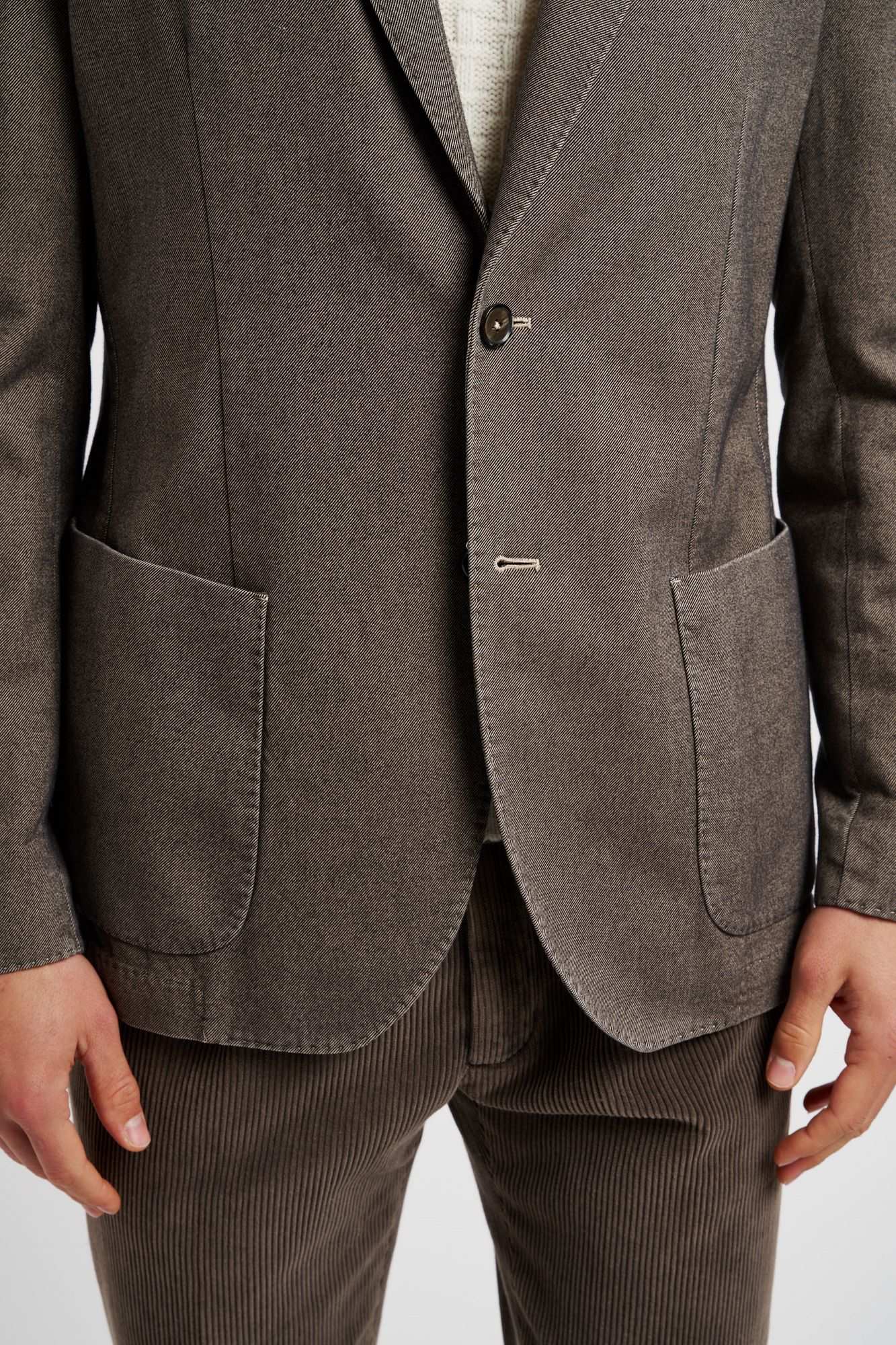 L.B.M. 1911 Single-breasted Cotton Jacket in Taupe-6