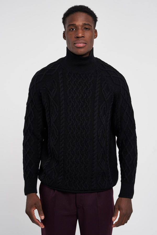 Paolo Pecora Schwarzer Wollrollkragenpullover - 2