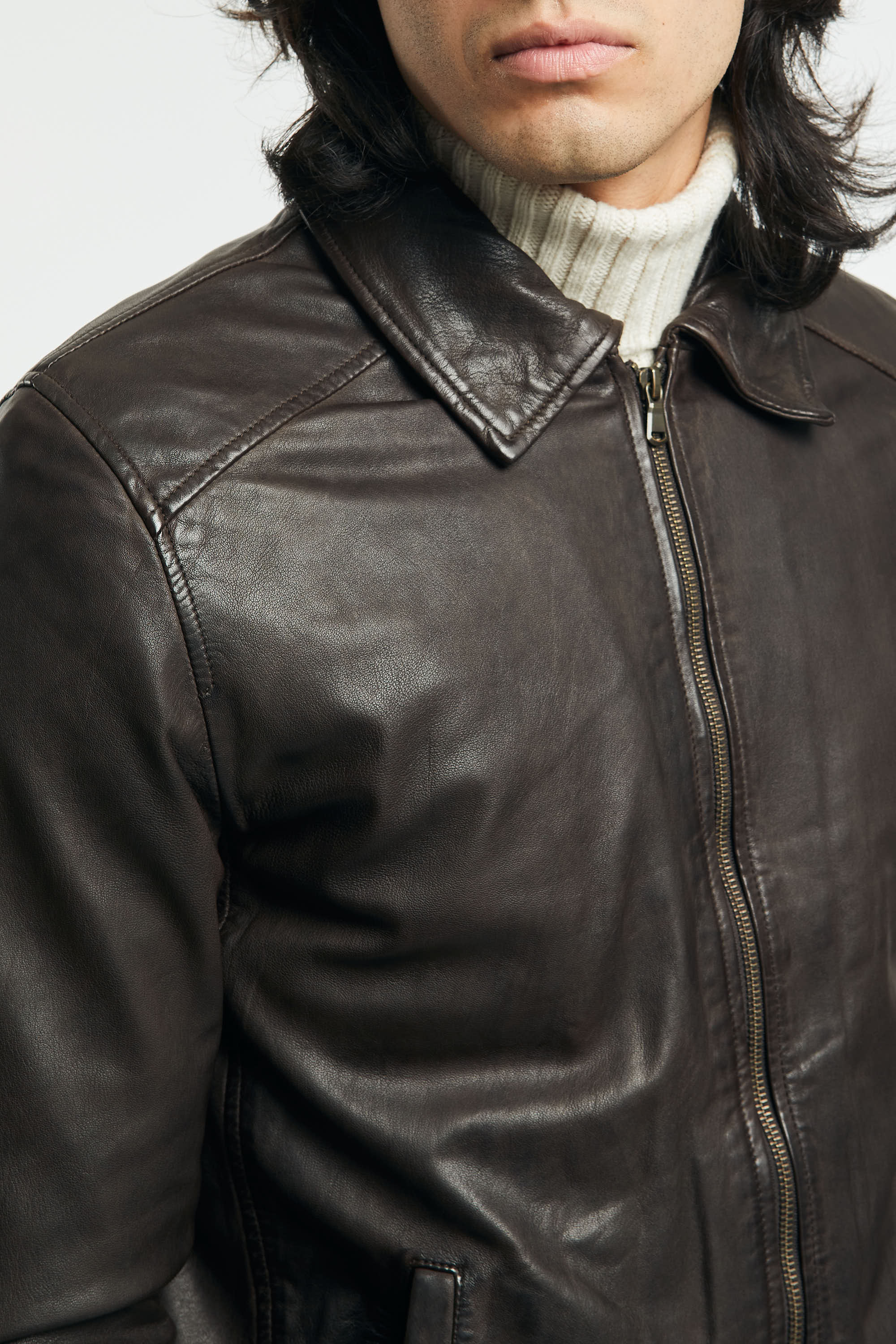 D'Amico Lamb Leather Jacket Brown - 2