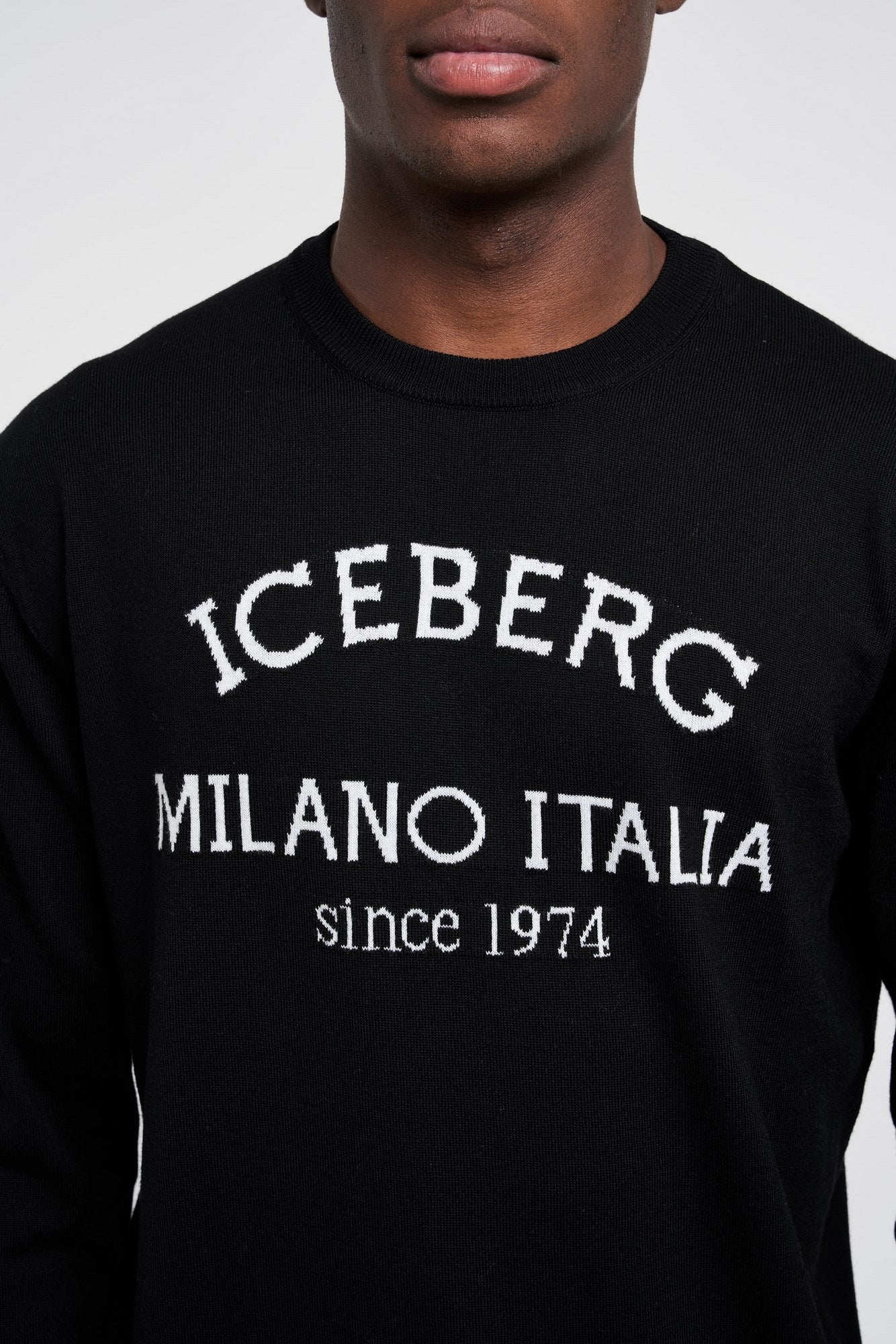 Iceberg Sweater with Heritage Logo Virgin wool Black - 2