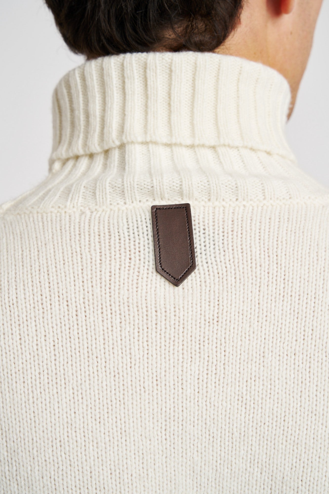 Canali Turtleneck with Intertwined Pattern White Wool-6