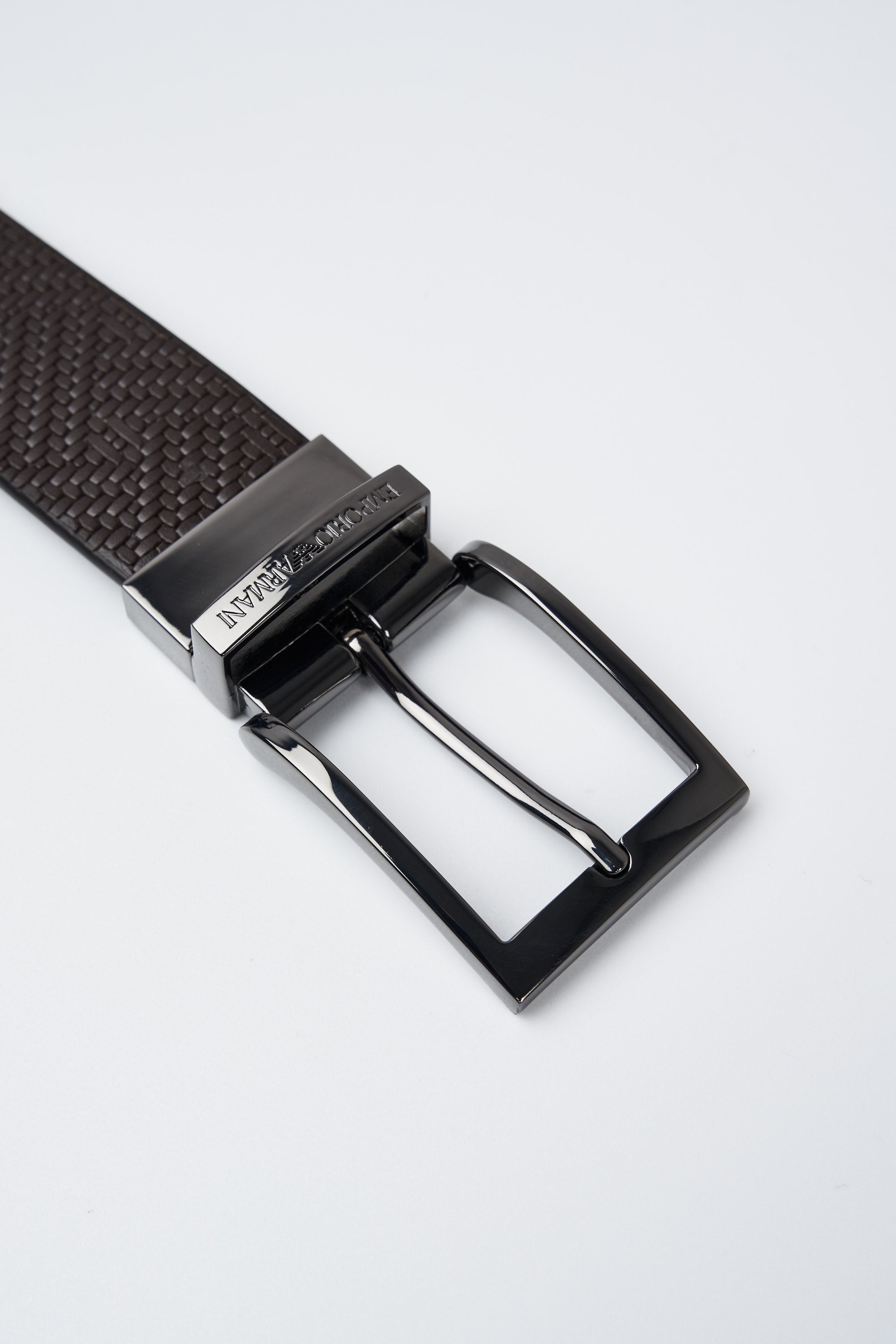 Cintura reversibile in pelle stampa intreccio - 2