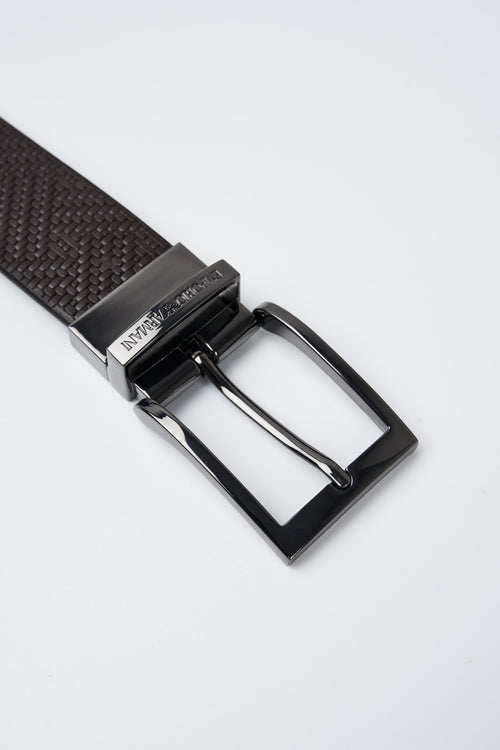 Reversible belt in woven print leather-2