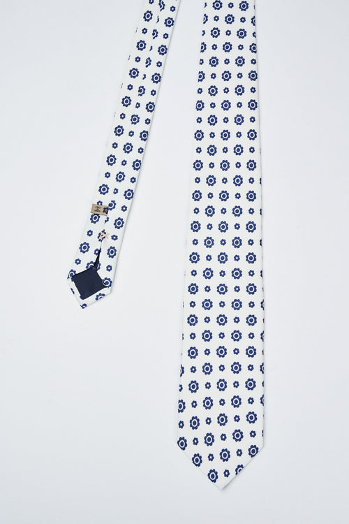 Cravatta in seta fatta a mano con stampa motivo floreale-2