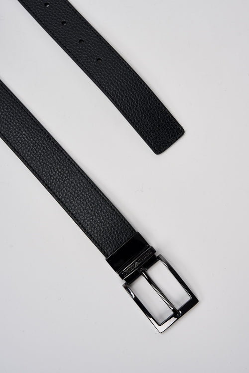 Emporio Armani Black Bovine Leather Belt