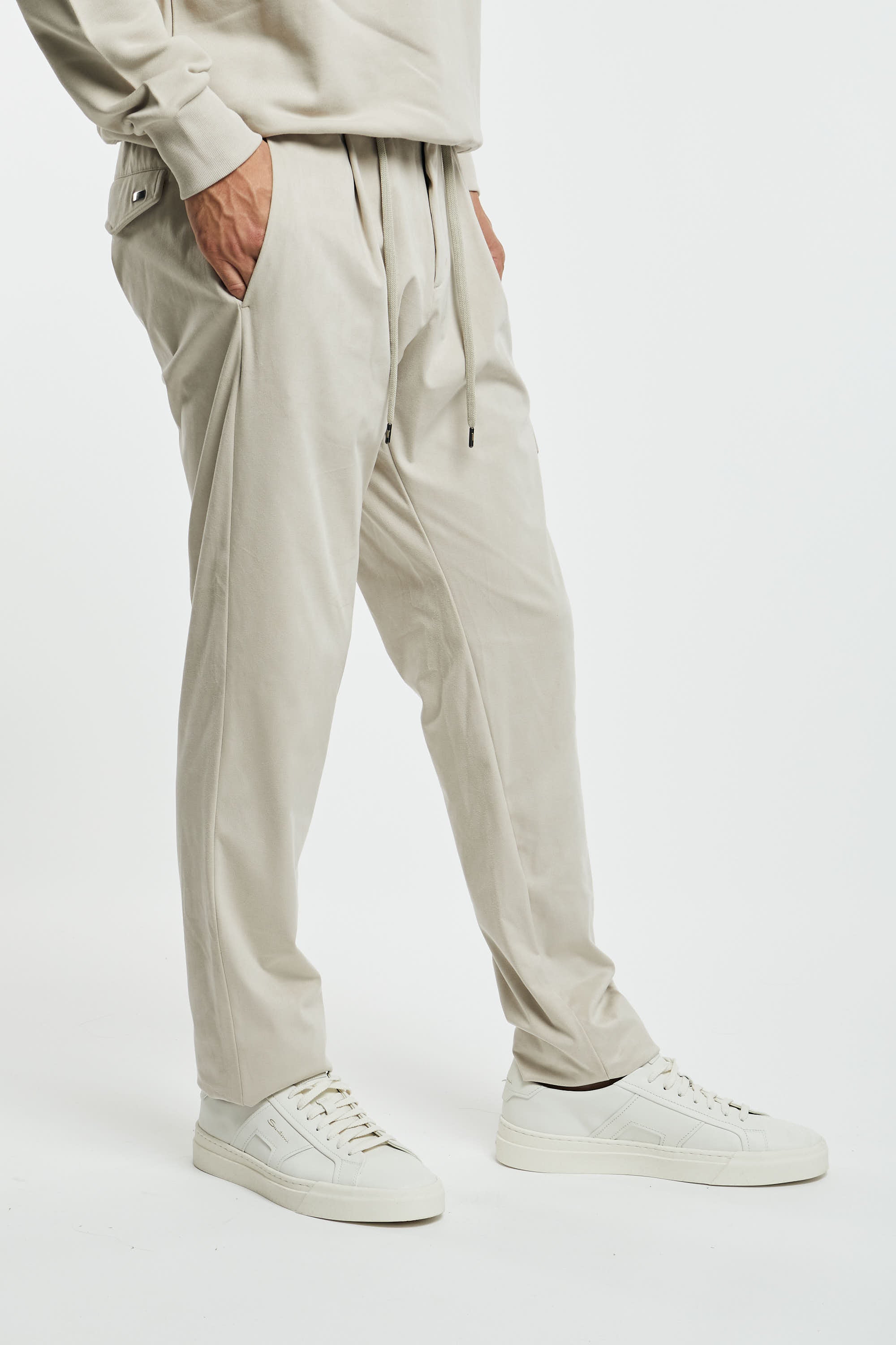 Herno Resort Trousers in Suede Microfiber Ice-4