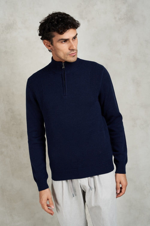 Zipped sweater in pure cashmere