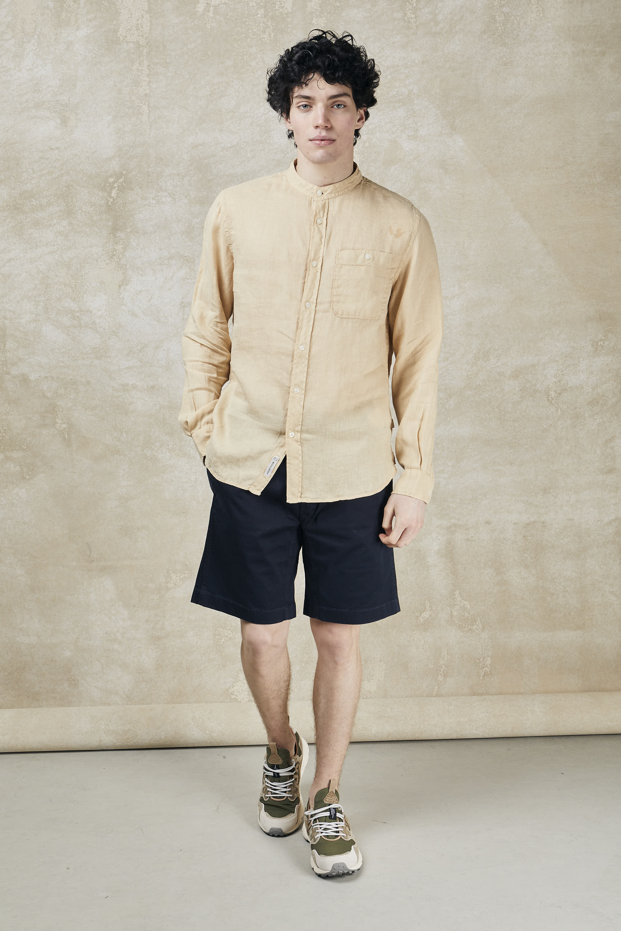 Garment-dyed pure linen shirt-7